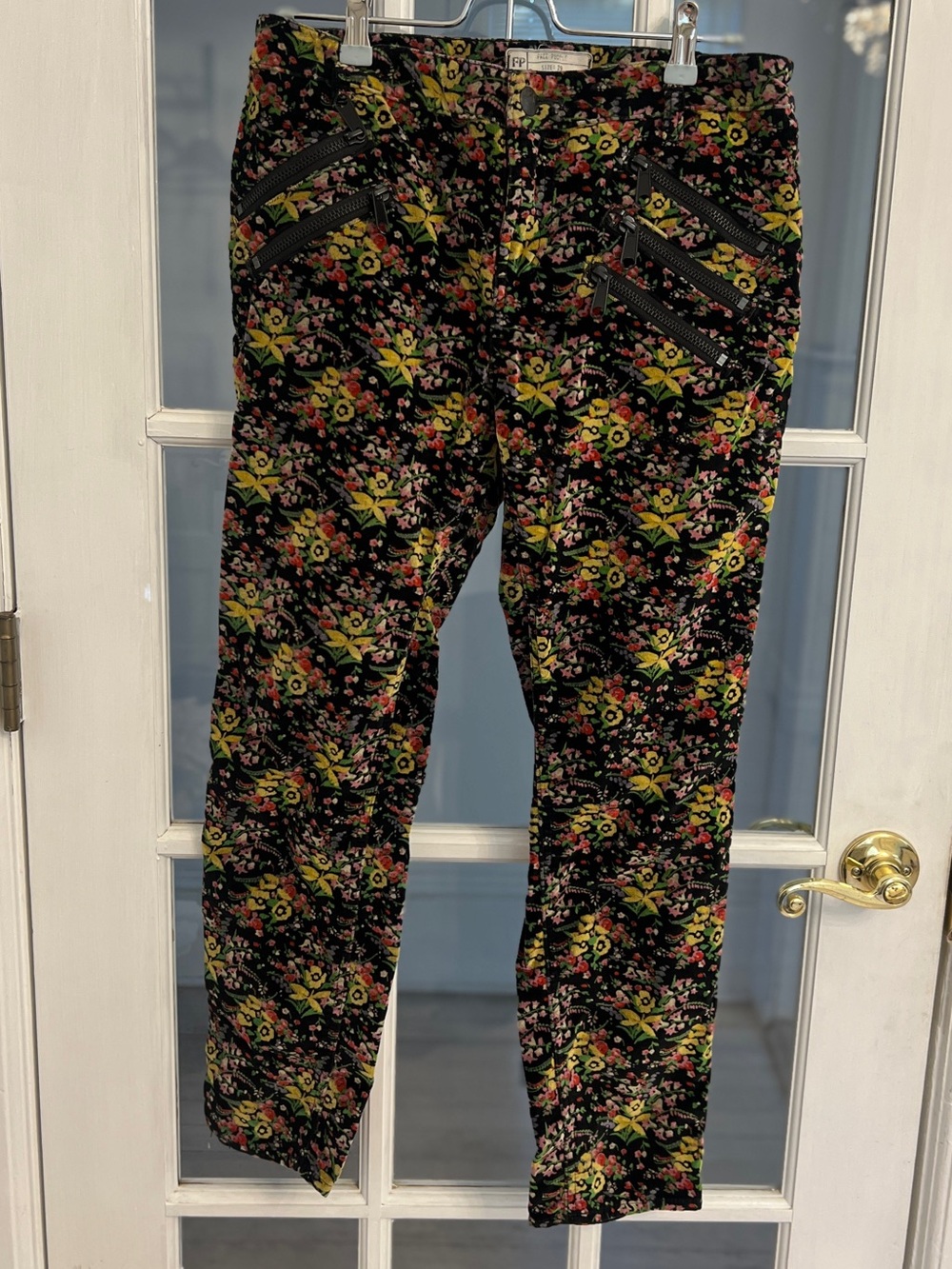 FREE PEOPLE Women's Lennon Funkytown Floral Velvet Skinny Pants Size 29